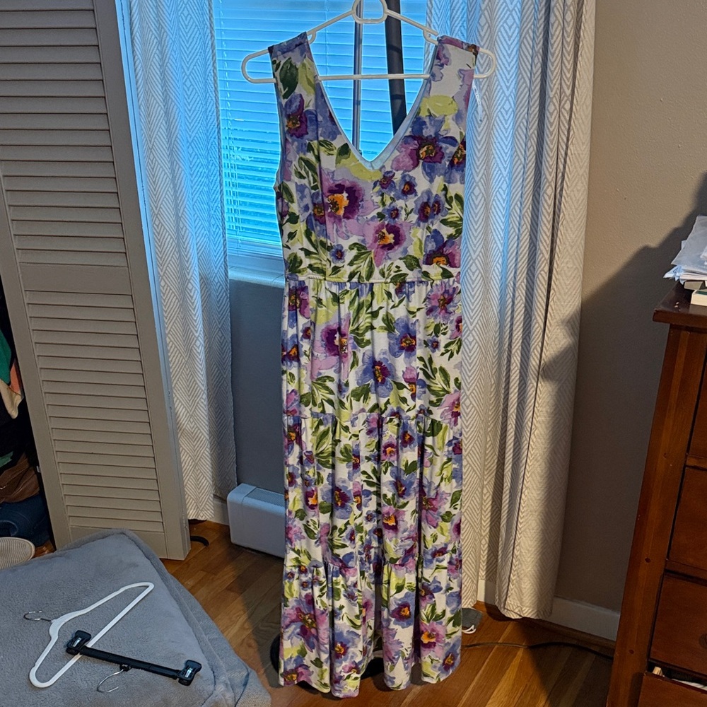 Emma & Michele Floral Maxi Dress - Purple and Green